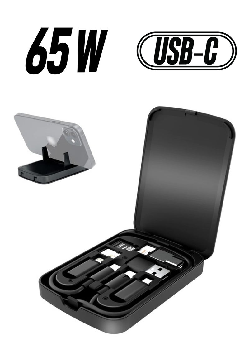 Kiorafoto Multi-Functional Compact Cable Card with 22" USB-C Cable & USB-A/Micro-USB/Light/OTG USB Adapter Kit Cable Convertor Storage Box for Traveling Phone Pad Charging PC Computer Data Transfer - Image 1