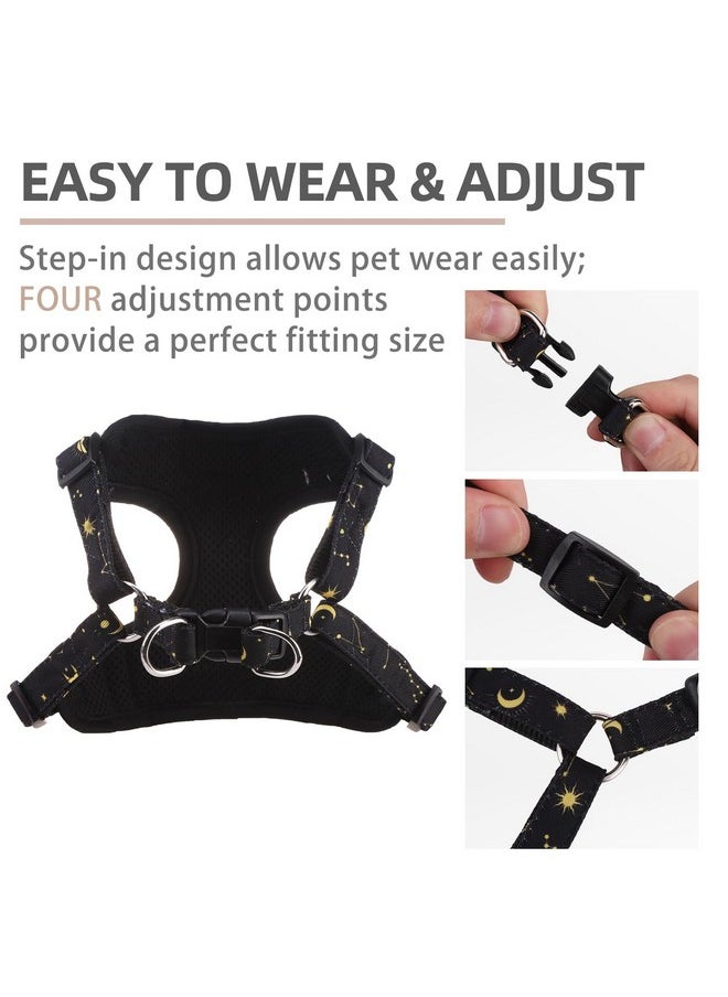 PUPTECK - PUPTECK No Pull Dog Harness and Leash Set Reflective No Choke Step in Puppy Halter for XS Small and Medium Sized Dogs, Black, Printed Fabric, XS - Image 1