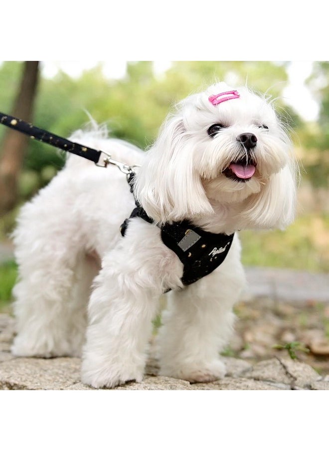 PUPTECK - PUPTECK No Pull Dog Harness and Leash Set Reflective No Choke Step in Puppy Halter for XS Small and Medium Sized Dogs, Black, Printed Fabric, XS - Image 1