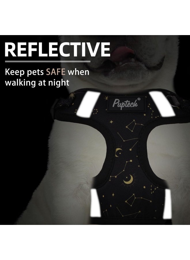 PUPTECK - PUPTECK No Pull Dog Harness and Leash Set Reflective No Choke Step in Puppy Halter for XS Small and Medium Sized Dogs, Black, Printed Fabric, XS - Image 1