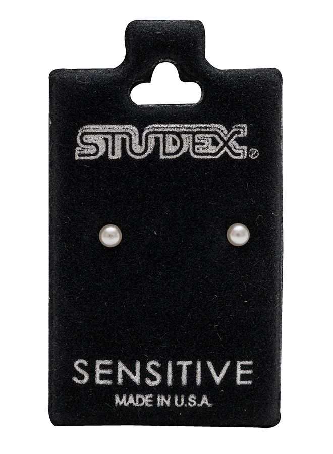 ستوديكس 4 مللي متر لؤلؤة بيضاء 24 K ترصيع أذن مطلية بالذهب الخالص - Image 5