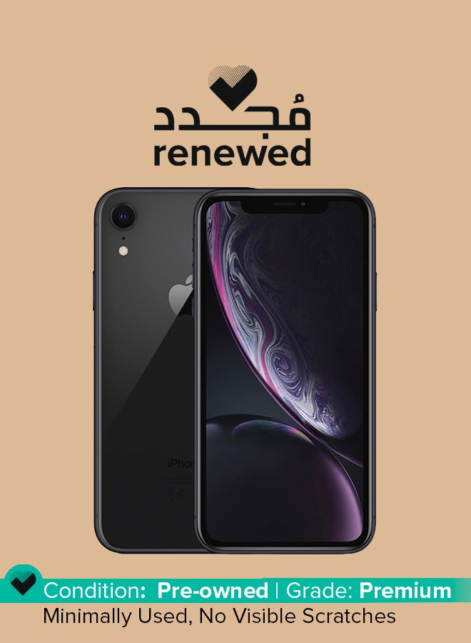 ابل  مجدد- آيفون XR مع تطبيق فيس تايم بذاكرة داخلية سعة 256 جيجابايت ويدعم تقنية ‎4G LTE- إصدار دولي، لون أسود - Image 1