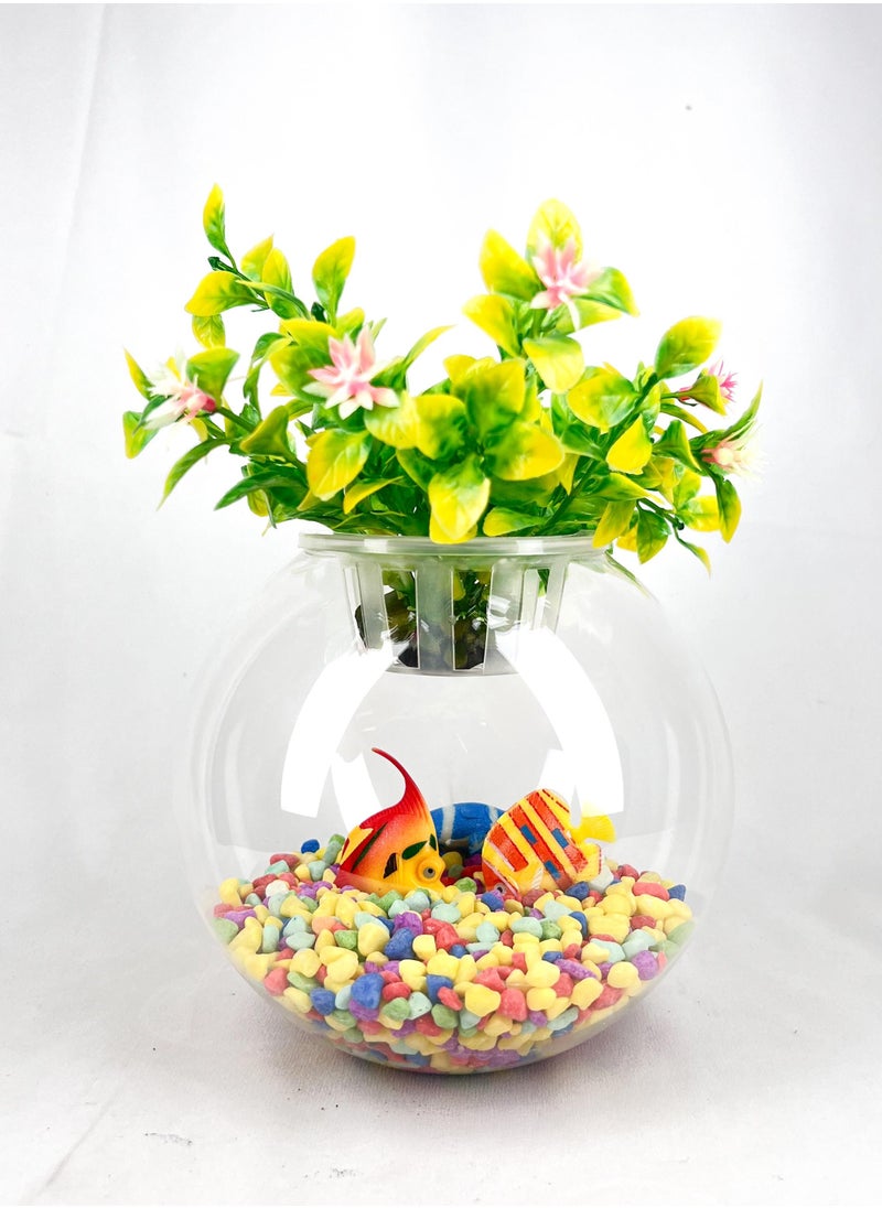 vsell24 Premium Glass Aquarium Bowl with Integrated Decorative Plant Holder Lid  - Image 1