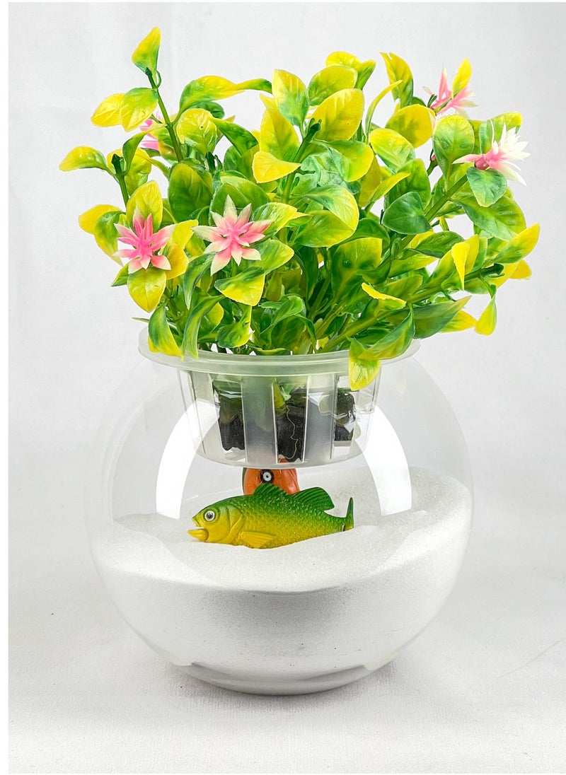vsell24 Premium Glass Aquarium Bowl with Integrated Decorative Plant Holder Lid  - Image 2