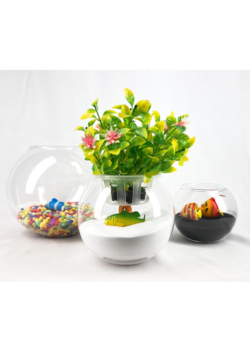 vsell24 Premium Glass Aquarium Bowl with Integrated Decorative Plant Holder Lid  - Image 4