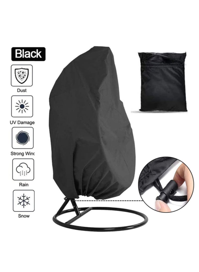 Generic Waterproof Hanging Egg Chair Cover for Garden Patio Swing Dustproof Case Elastic Hem Drawstring UV Resistant 210D Polyester PU Coating for Swinging Pod Chair Rattan Furniture-200 * 230CM  - Image 2