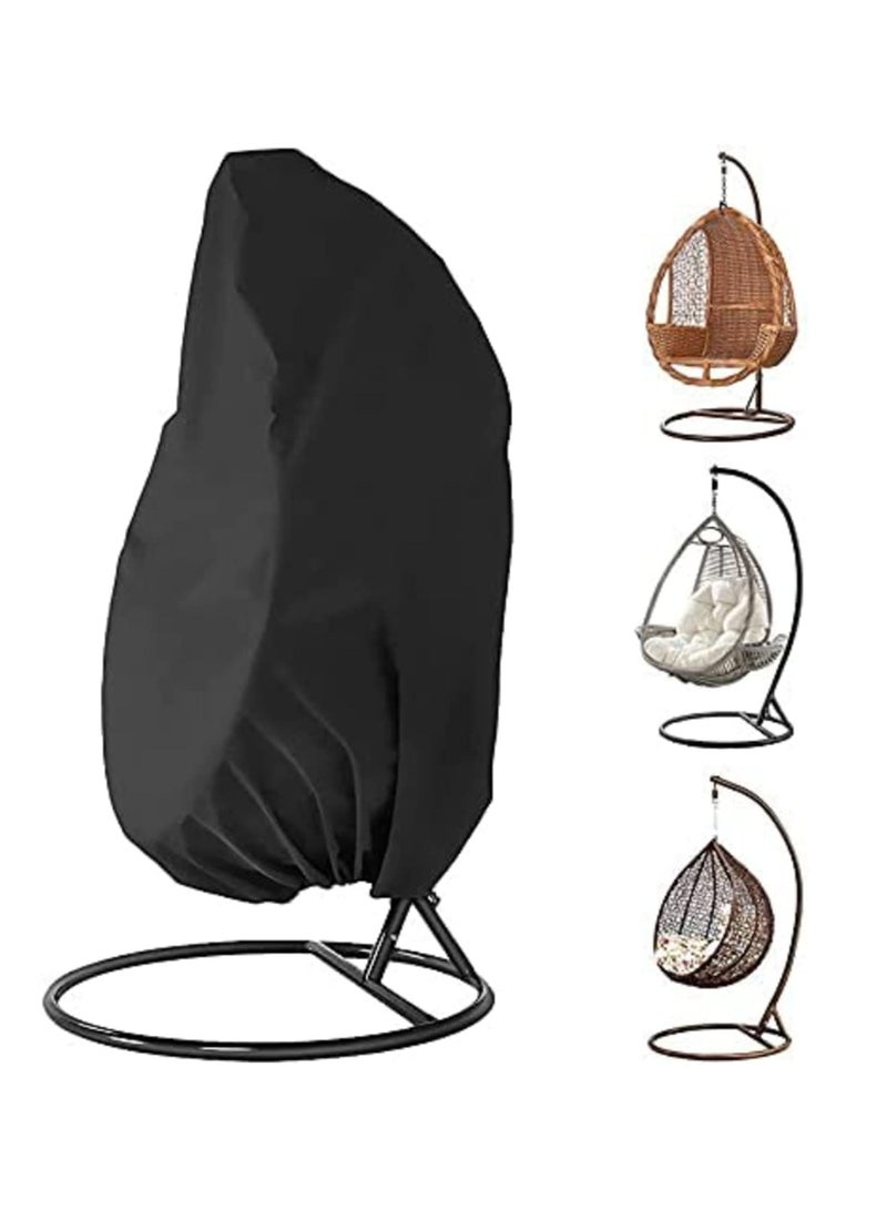 Generic Waterproof Hanging Egg Chair Cover for Garden Patio Swing Dustproof Case Elastic Hem Drawstring UV Resistant 210D Polyester PU Coating for Swinging Pod Chair Rattan Furniture-200 * 230CM  - Image 1