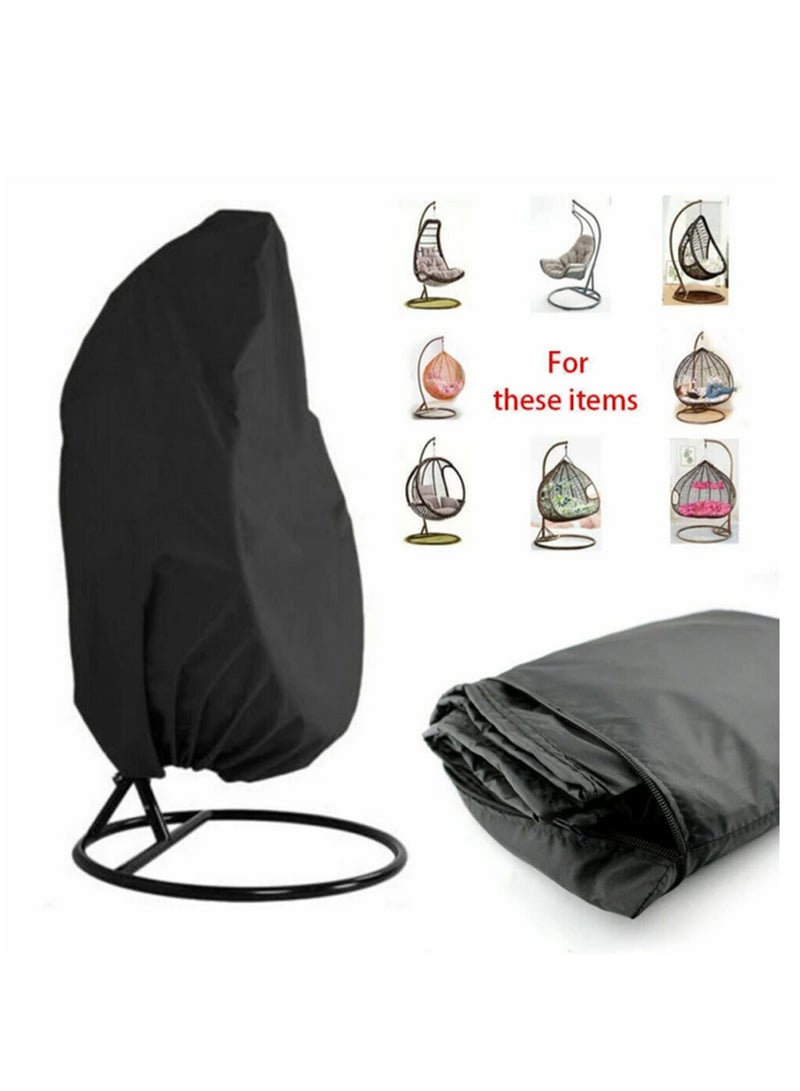 Generic Waterproof Hanging Egg Chair Cover for Garden Patio Swing Dustproof Case Elastic Hem Drawstring UV Resistant 210D Polyester PU Coating for Swinging Pod Chair Rattan Furniture-200 * 230CM  - Image 3