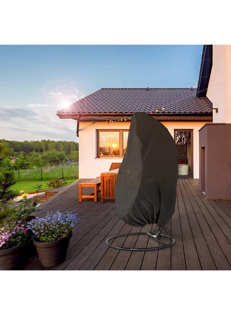 Generic Waterproof Hanging Egg Chair Cover for Garden Patio Swing Dustproof Case Elastic Hem Drawstring UV Resistant 210D Polyester PU Coating for Swinging Pod Chair Rattan Furniture-200 * 230CM  - Image 5