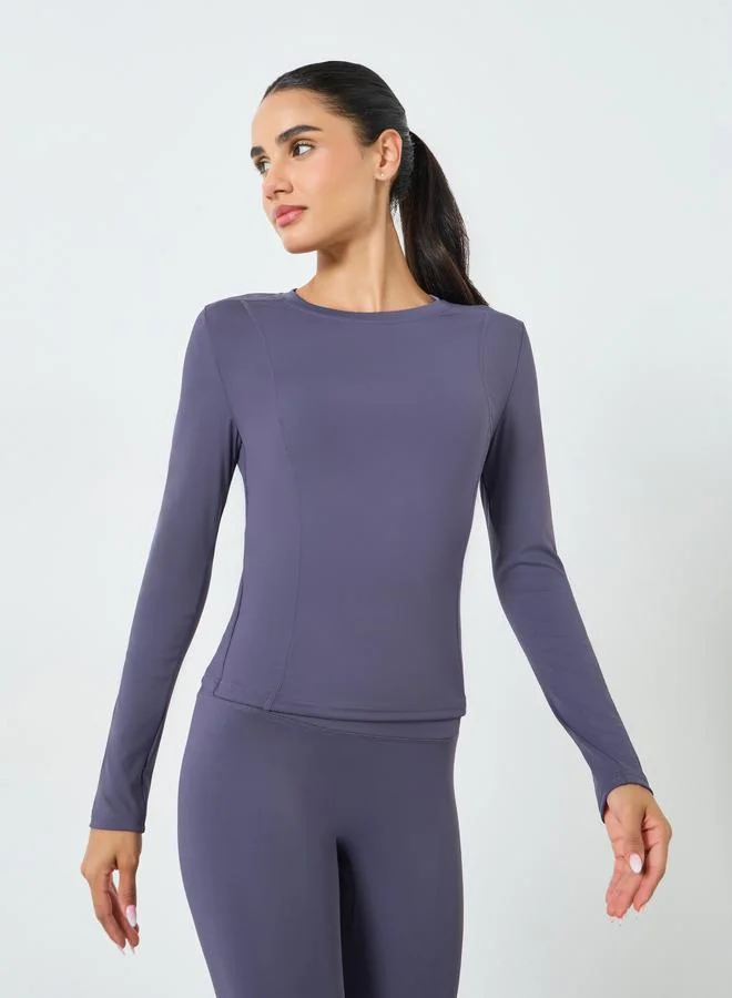 ستايلي اكتيف مجموعة من ليقنز وبلوزة بأكمام طويلة ودرزات