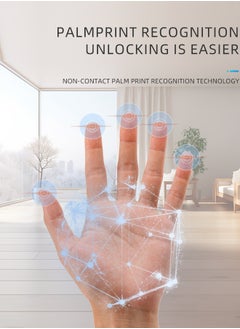 ALINK Smart Lock ,Palm Print Unlock, Two way audio, Fingerprint Door Lock ,WiFi Door Lock With 6068 Mortise, Tuya App Control,Color grey, Model M12grey  - Image 3