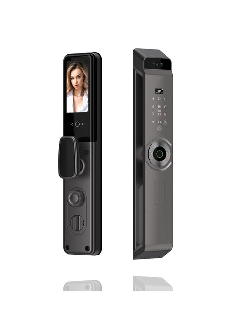 Smart Lock ,Palm Print Unlock, Two way audio, Fingerprint Door Lock ,WiFi Door Lock With 6068 Mortise, Tuya App Control,Color grey, Model M12grey