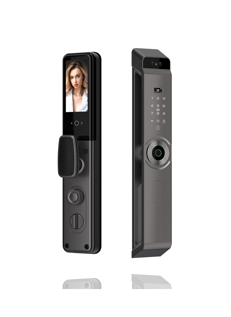 ALINK Smart Lock ,Palm Print Unlock, Two way audio, Fingerprint Door Lock ,WiFi Door Lock With 6068 Mortise, Tuya App Control,Color grey, Model M12grey  - Image 1