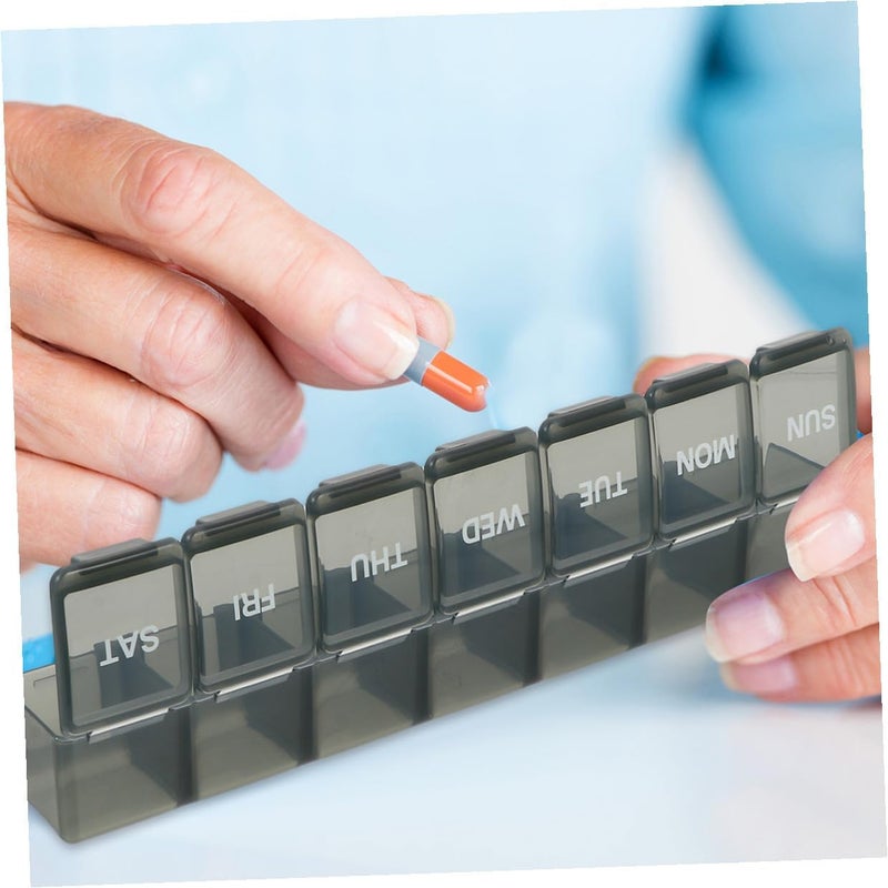 Weekly Pill Organizer 2pcs Portable Multi-Compartment Container Daily Vitamin Dispenser Travel Medication Case with 7 Grids for Easy Sorting - Image 5