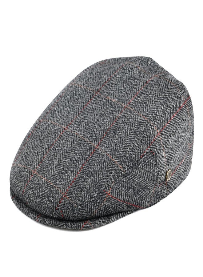VOBOOM Men's Herringbone Flat Ivy Newsboy Hat Wool Blend Gatsby Cabbie Cap, Plaid Grey 3, 7 5/8 - Image 1