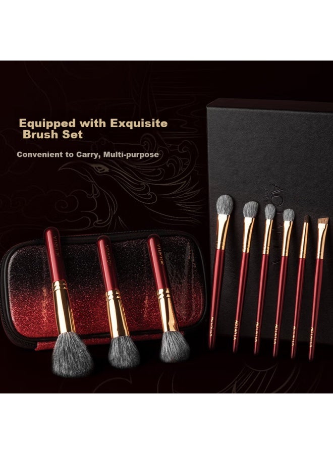 Aolanla Supreme Phoenix Makeup Brush Set 9 Pieces Wool Eye Shadow Loose Powder Contour Brush With Brush Bag Gift Box Birthday Gift - Image 5