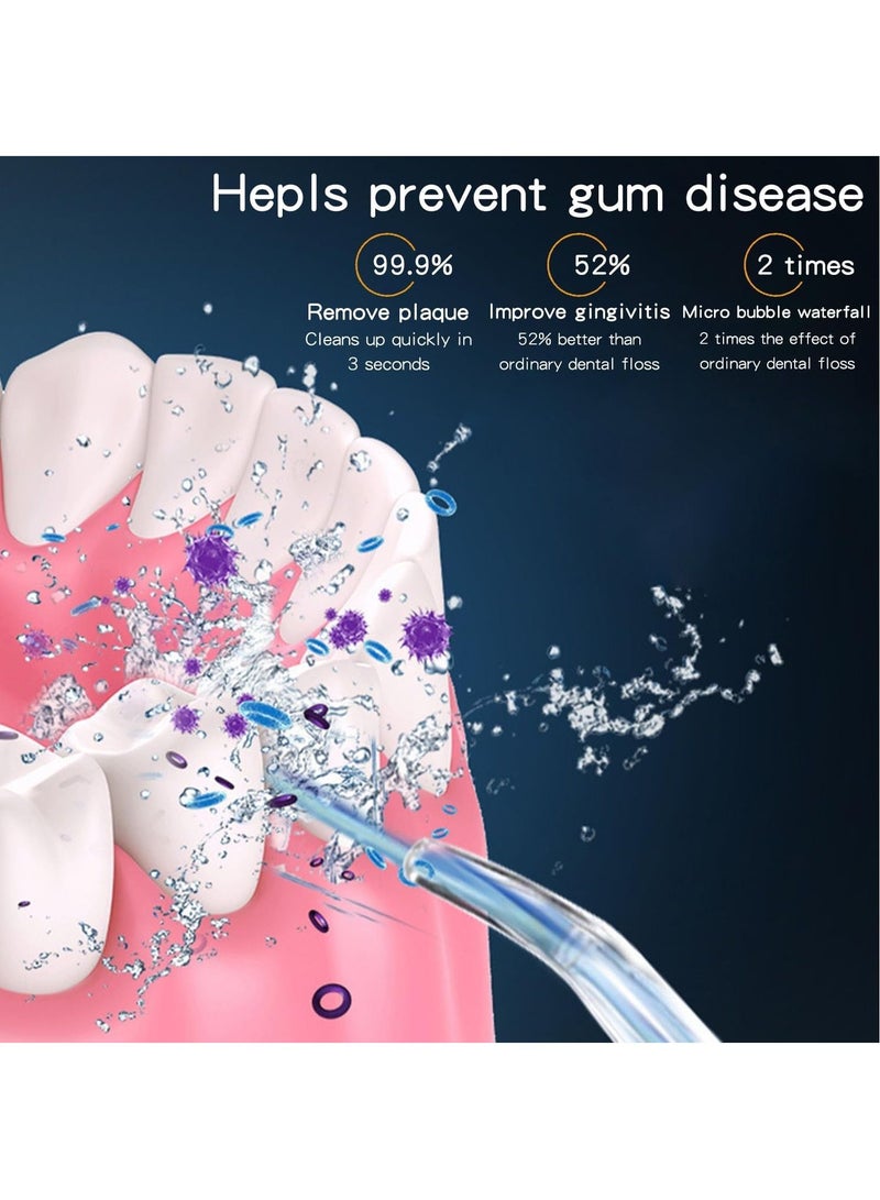 عام منظف الأسنان بالماء، جهاز محمول قابل لإعادة الشحن ومقاوم للماء، مع 4 فوهات، 3 وضعيات للتحكم في رش الماء، خزان قابل للإزالة، مناسب للرحلات العائلية (اللون: أبيض) - Image 2