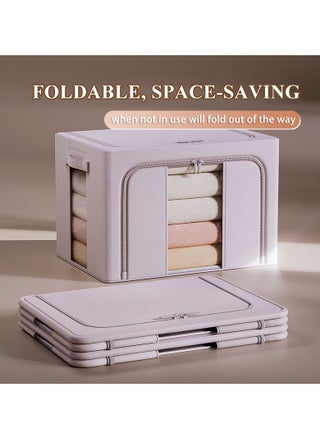 Light pink 66L Foldable Storage Box with Clear Windows - Polyester Fabric, Steel Frame Support, and Dual Zippers - Durable, Space-Saving Design with Handles for Easy Carrying - pzsku/Z491C3C6775CF8FB300F1Z/45/_/1740936824/315962bb-2fea-448c-b18b-ab8ed3505903