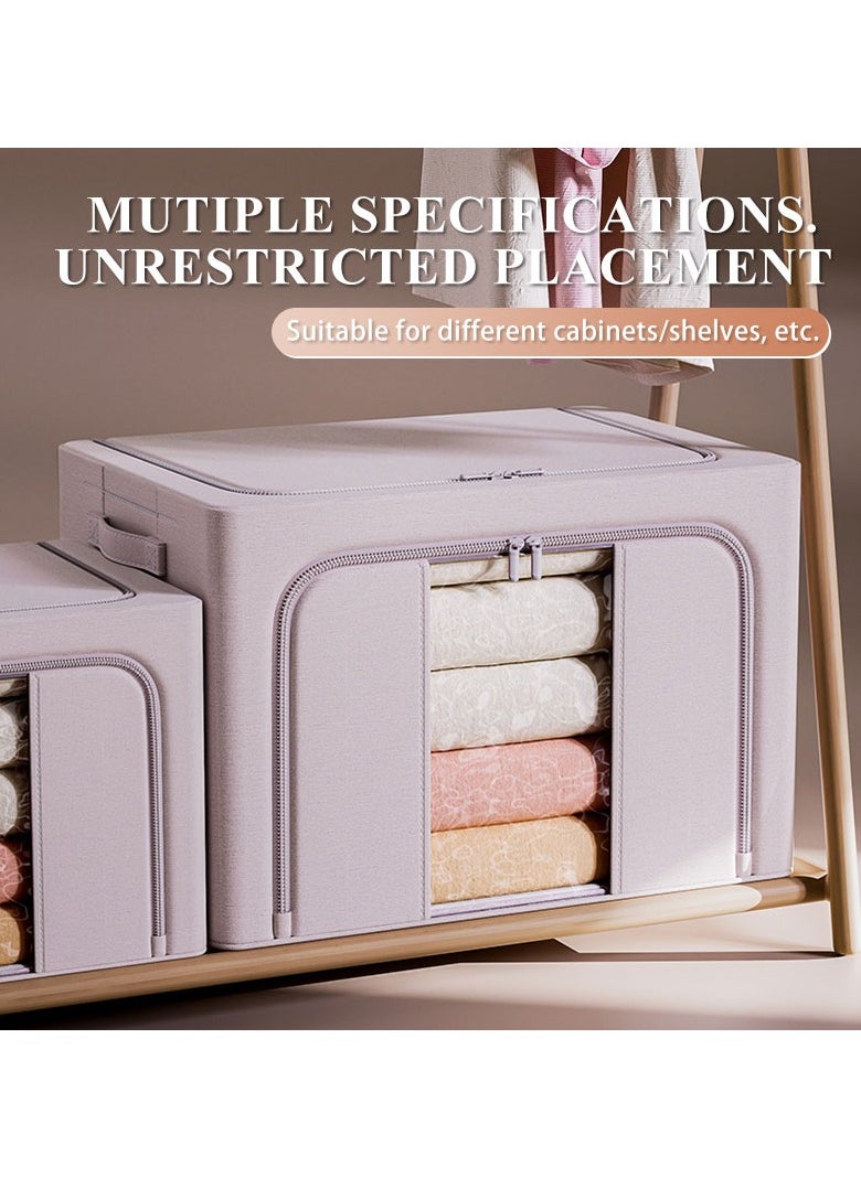 DrSleeep Light pink 66L Foldable Storage Box with Clear Windows - Polyester Fabric, Steel Frame Support, and Dual Zippers - Durable, Space-Saving Design with Handles for Easy Carrying  - Image 3
