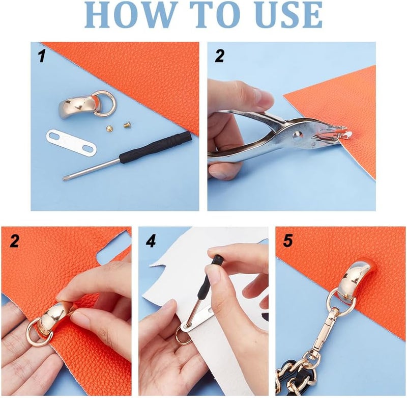 klarako 3 Colors Metal Purse Suspension Clasps,12 Sets D-ring Chain Link Clip Buckles Webbing Bag Chain Connector Link Clips with Screws for DIY Leather Craft Handbag Belts Making - Image 4