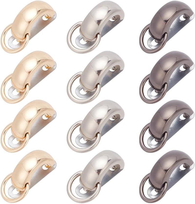 klarako 3 Colors Metal Purse Suspension Clasps,12 Sets D-ring Chain Link Clip Buckles Webbing Bag Chain Connector Link Clips with Screws for DIY Leather Craft Handbag Belts Making - Image 1