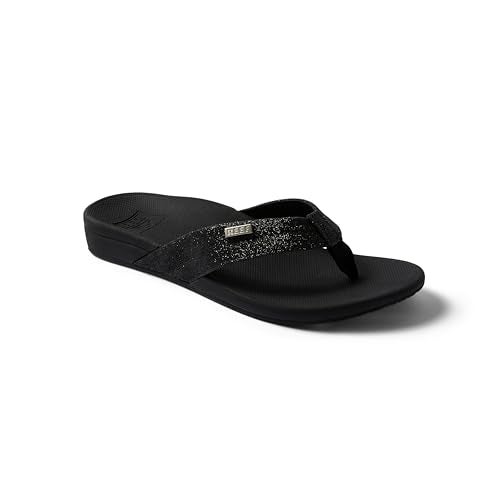 Reef Ortho Spring Womens Flip Flop, Arch Support and Soft Cushion Footbed, Black/Black Glitter, 8 - Image 3