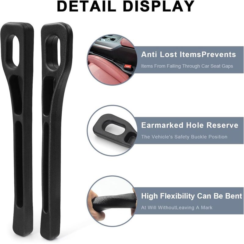 TASMAX 2 PCS Gap filler for car key and mobile organisers smart phone car interior accessories Between Seat and Console Compatible with Buckle Base Universal Car Seat Gap Filler (Black) new - Image 3