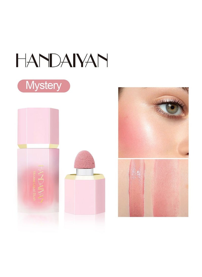 Handaiyan Mouse Liquid Blush For Cheeks, Cream Face Blusher Stick with Sponge, Palette Bronzer Highlighter Shape Contour Moisturizing And Breathable Matte Finish Long-wearing, Waterproof For Women Makeup  - Image 1