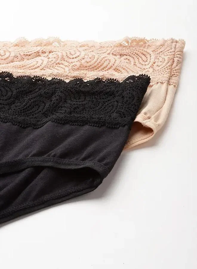Leading Lady Leading Lady Pack of 2 - Lace Waistband Cotton Briefs