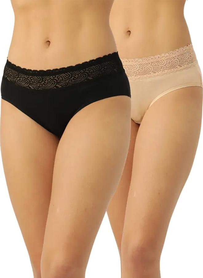 ليدينغ ليدي لانجري نسائي قطن بحزام دانتيل عبوتين - Image 1