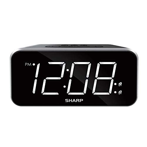 Sharp Alarm Clock Jumbo Easy to Read Display – 3 Step Dimmer Control – Dual Alarms, Battery Back-up, Black with White LED - Image 5