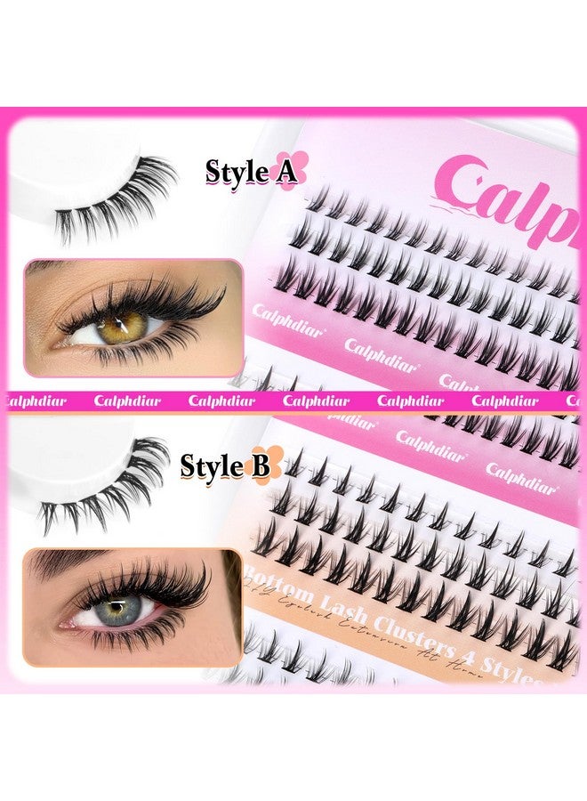 calphdiar Bottom Lash Clusters DIY Eyelash Extensions 4 Styles Lower Lashes Wispy Bottom Individual Lashes 5-7mm Natural Thin Band Eyelash Clusters 195pcs for Bottom Lash Extension by calphdiar - Image 3