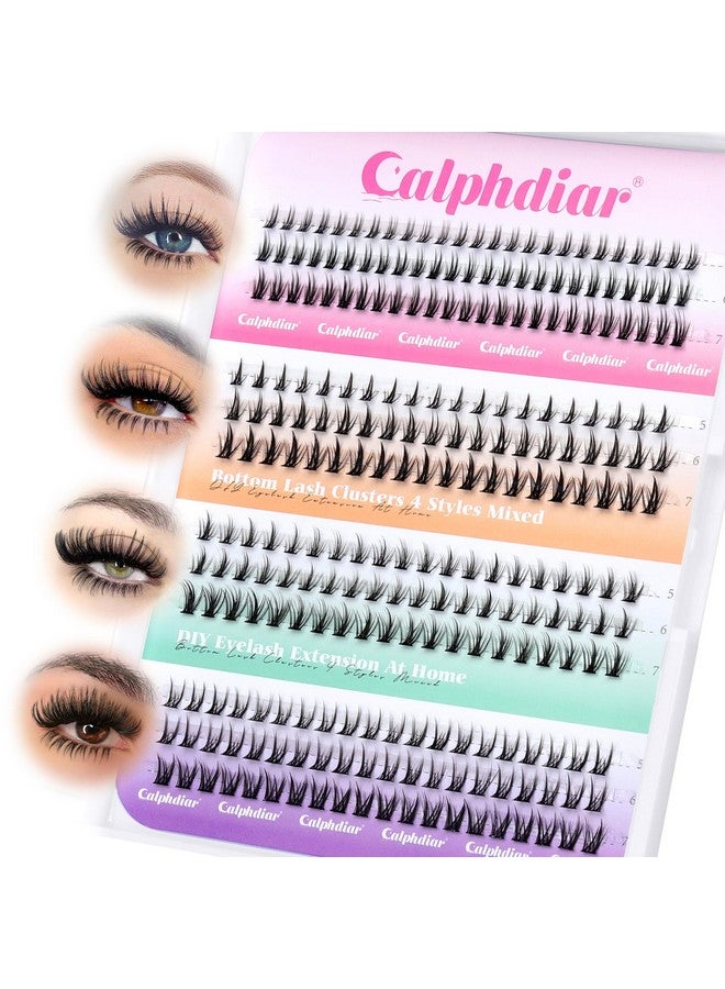 calphdiar Bottom Lash Clusters DIY Eyelash Extensions 4 Styles Lower Lashes Wispy Bottom Individual Lashes 5-7mm Natural Thin Band Eyelash Clusters 195pcs for Bottom Lash Extension by calphdiar - Image 1