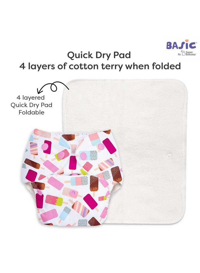 Superbottoms Basic Easypack Of 8 ;4 Cloth Diapers+ 4 Insertsfreesize Adjustable & Reusable Cloth Diaper For Babies 03 Years ; With Quick Drying Prefold Style Soakerassorted (1) Print May Vary - Image 5