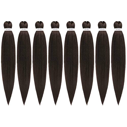 DIFUNEE Pre-stretched Braiding Hair - 22 Inch 8 Packs Light Brown Long Braiding Hair For Twist or Box Braids, Yaki Texture Hot Water Setting Synthetic Braiding Hair Extensions (22 Inch, #4-8P) - Image 2