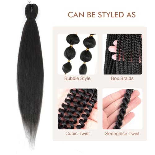 DIFUNEE Pre-stretched Braiding Hair - 22 Inch 8 Packs Light Brown Long Braiding Hair For Twist or Box Braids, Yaki Texture Hot Water Setting Synthetic Braiding Hair Extensions (22 Inch, #4-8P) - Image 5
