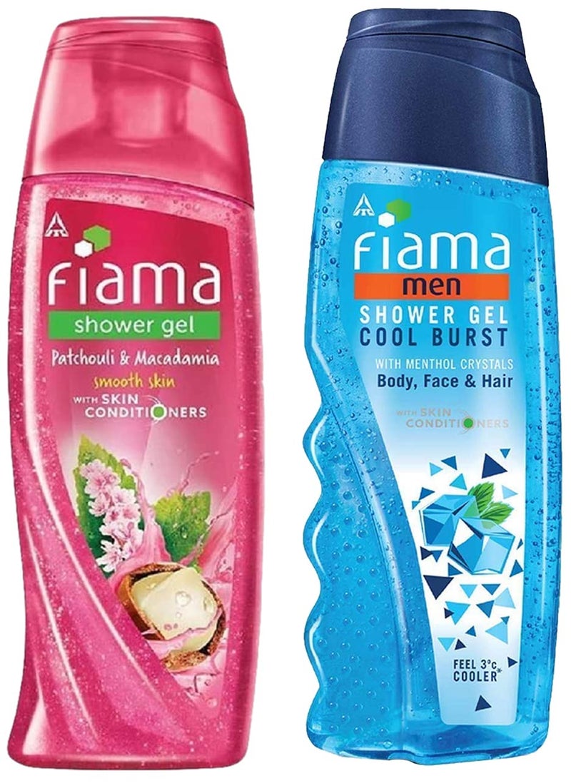 Fiama Shower Gel Patchouli Macadamia Body Wash With Skin Conditioners For Soft Glowing Skin 250ml Men Cool Burst Shower Gel 250ml - Image 1