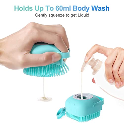 HUDACRUSH Blue Body Scrubber with Soap Dispenser Bath Brush, Body brush for Bathing, Soft Body Exfoliator, Bath Silicon Body Loofah for Babies, Kids, Women, Men and silicone loofah for bathing - Image 2