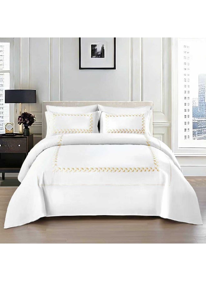 Microfiber Embroidered Soft Quality Comforter Bedding set-King Size 6Pcs 1-PC fitted bedsheet 200 * 200cm,1-PCS Comforter 220 * 240 fixed, 4PCS Super Soft Pillowcases