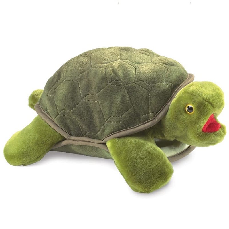 Folkmanis Turtle Plush Hand Puppet, 8" - Image 1