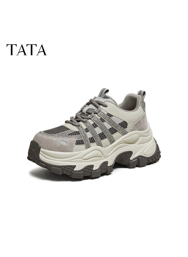 Tata  Spring Mall Fashion Casual Versatile Women's Dad Sneakers Gray/beige (single Lining) Size 34 - Image 2