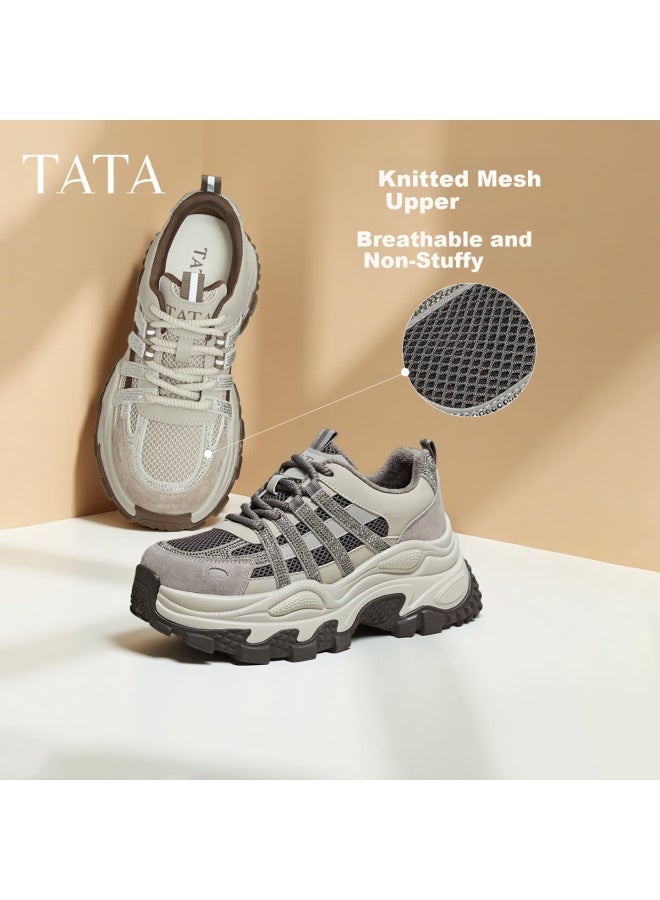 Tata  Spring Mall Fashion Casual Versatile Women's Dad Sneakers Gray/beige (single Lining) Size 34 - Image 1