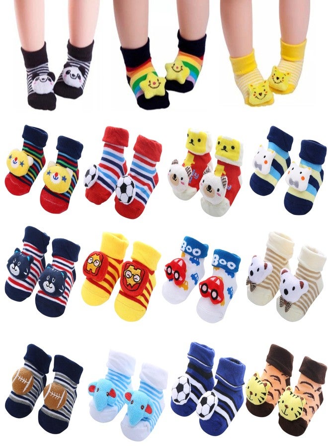 Kidbee Baby Socks Assorted Prints Crawling Socks (0-12 Months) (Boys Multicolor, 3) - Image 2