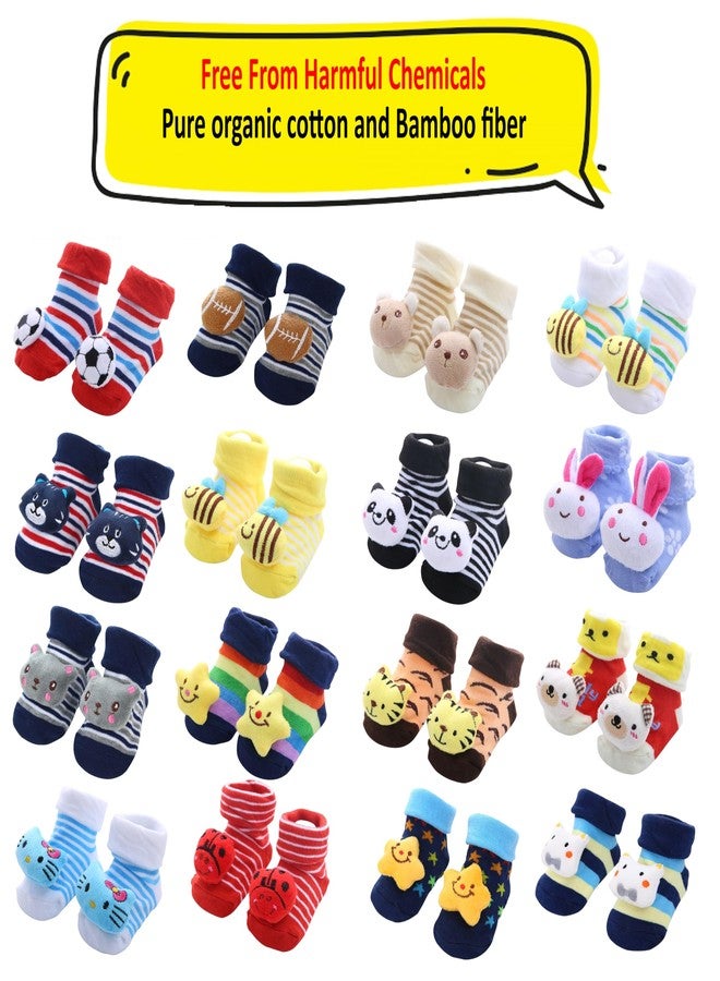 Kidbee Baby Socks Assorted Prints Crawling Socks (0-12 Months) (Boys Multicolor, 3) - Image 5