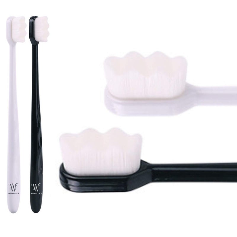 Wimolek Extra Soft Toothbrush for Sensitive Gums and Teeth with 20,000 Ultra Soft Bristles. Micro-Nano Toothbrush. Excellent Cleaning Effect (2 Pack) (White Wave Bristle) - Image 1