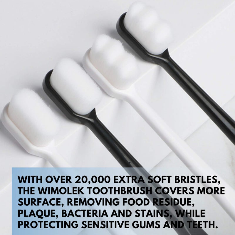 Wimolek Extra Soft Toothbrush for Sensitive Gums and Teeth with 20,000 Ultra Soft Bristles. Micro-Nano Toothbrush. Excellent Cleaning Effect (2 Pack) (White Wave Bristle) - Image 3