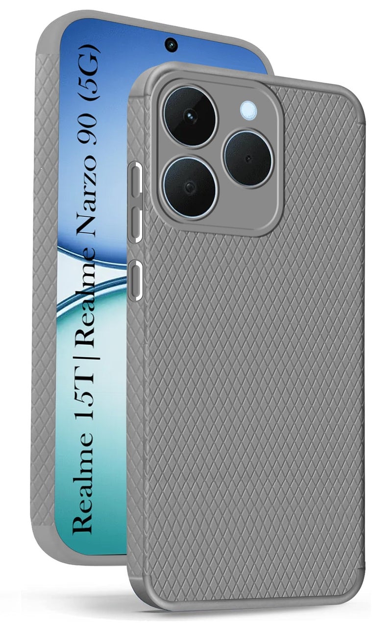 Jkobi Liquid Silicone Back Cover Case for Realme 15T | Realme Narzo 90 (Camera Protection | Side Grip Texture | Soft and Flexible) - Image 1