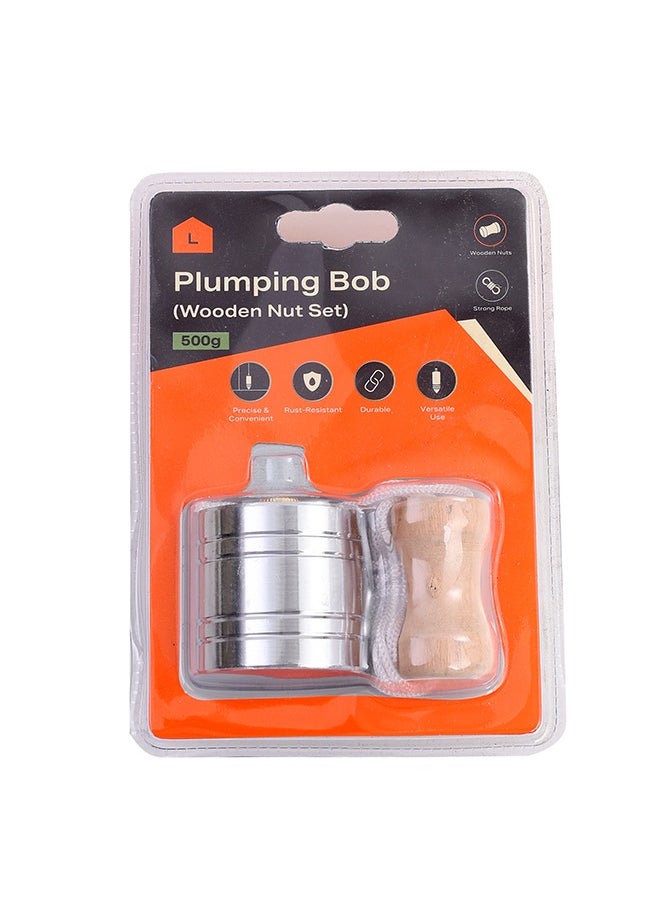 LAWAZIM Plumbing Bob with Wooden Nut Set - 600g - Plumb Line Tool with Strong Rope, Flat Plate, Cylindrical Metal Body, and Wooden Handle - for Construction, Masonry, Carpentry, and DIY Leveling Tasks  - Image 5