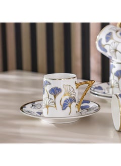 Majestic Majestic Ginkgo 12 Piece New Bone China Coffee Cup Set Elegant Durable Coffee Cups Ideal for Coffee Tea Special Occasions and Gifting Stylish Set for Home Use White/Blue 90 ml Serve 6  - Image 4