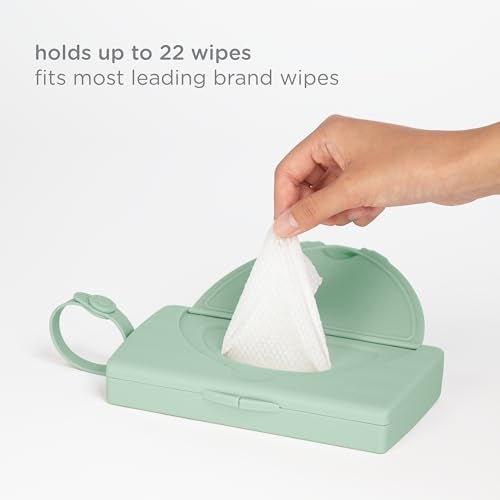 Ubbi On-The-Go Baby Wipes Dispenser, Portable Container for Travel, Silicone Strap for Easy Hanging to Stroller, Keeps Wipes Fresh & Moist, Reusable Wipes Holder, Sage Green - Image 5